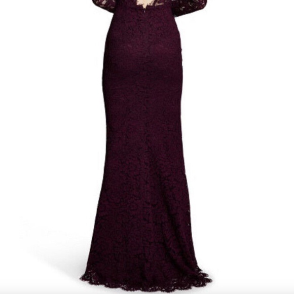 Rachel Zoe Angie Fig Purple Lace Open Back Long Sleeve Gown Dress - Picture 6 of 16